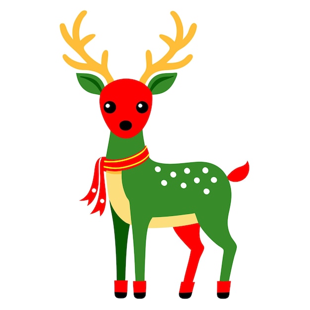 Ilustración vectorial de ciervos de Navidad con fondo blanco