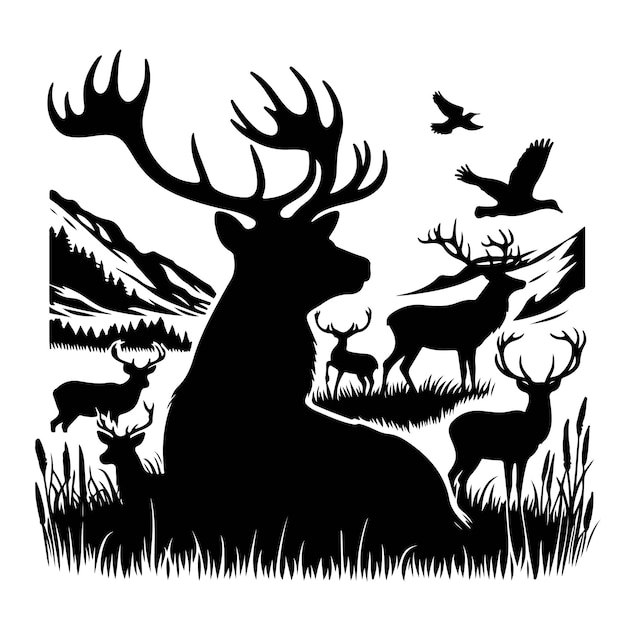 Ilustración vectorial de ciervos