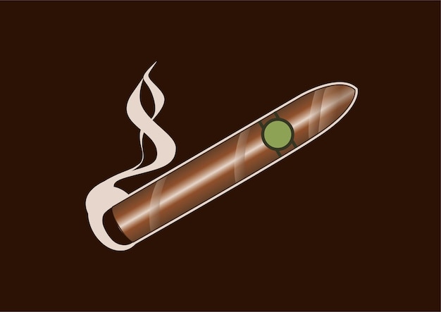 Vector ilustración vectorial de un cigarro marrón humeante