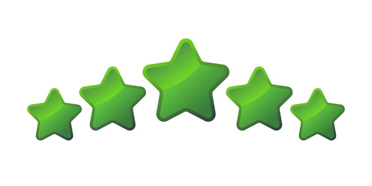 Vector ilustración vectorial de cinco estrellas verdes brillantes