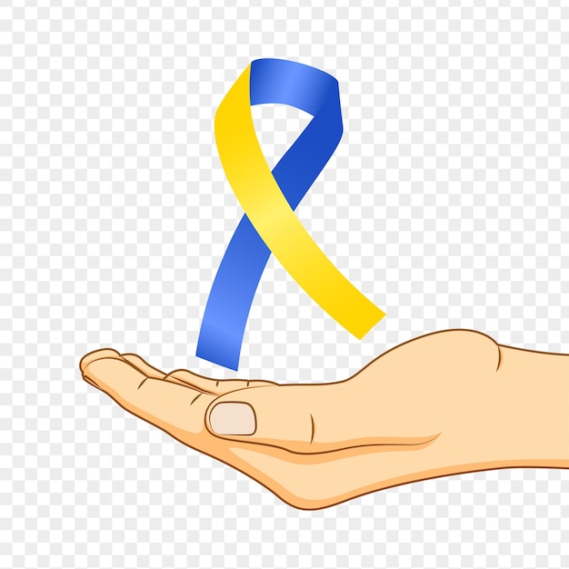 Ilustración vectorial de la cinta del síndrome de Down en la mano sobre un fondo transparente