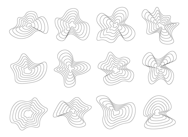 Ilustración vectorial de círculos de líneas de topografía abstracta