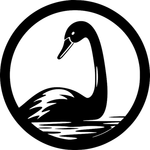 Vector ilustración vectorial de cisne blanco y negro