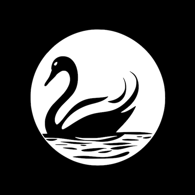 Ilustración vectorial de cisne blanco y negro