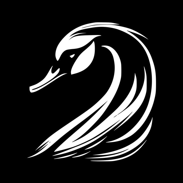 Vector ilustración vectorial de cisne blanco y negro