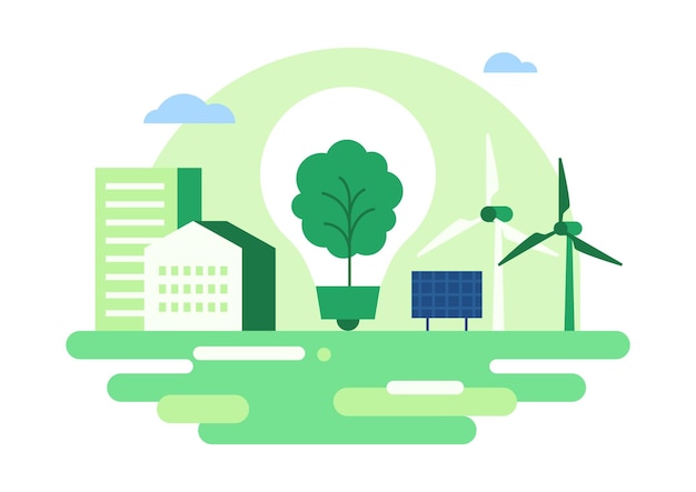 Ilustración vectorial de la ciudad ecológica