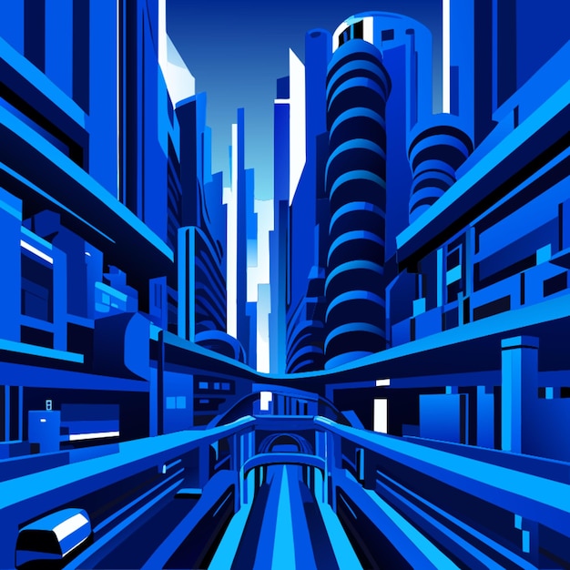 Ilustración vectorial de la ciudad de la tubería azul