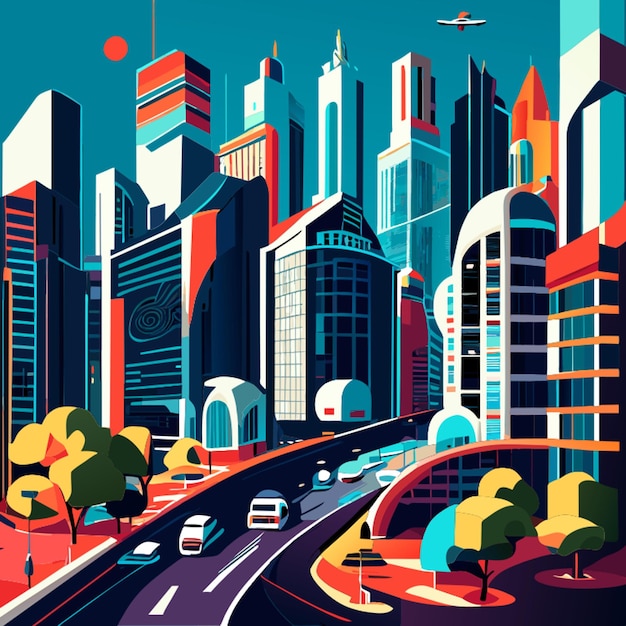 Vector ilustración vectorial de una ciudad