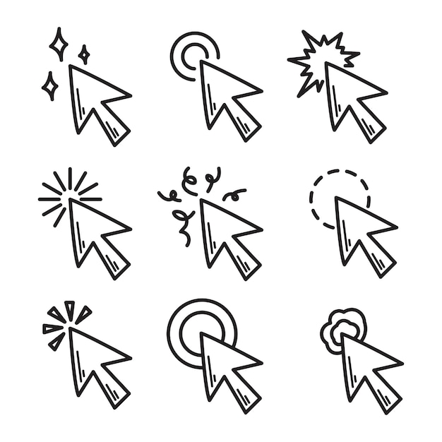 Ilustración vectorial de clic con el ratón Doodle