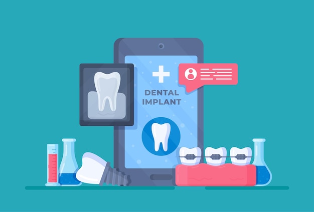 Ilustración vectorial de la clínica dental Concepto de cita con el dentista Nueva odontología