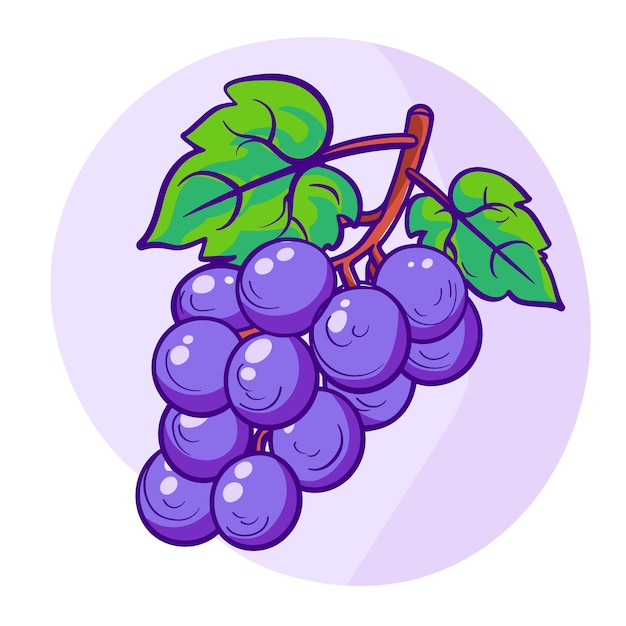 Ilustración vectorial de clipart de dibujos animados de uvas púrpuras