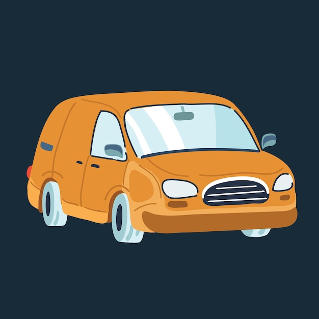 Ilustración vectorial de un coche amarillo sobre un fondo oscuro