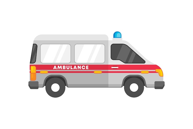 Ilustración vectorial del coche de ambulancia en diseño de estilo plano