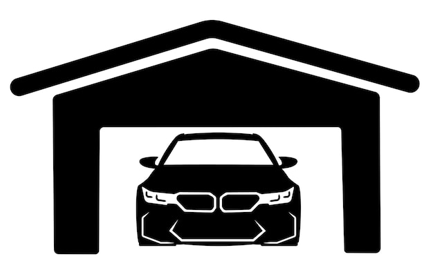 Ilustración vectorial de un coche en un garaje