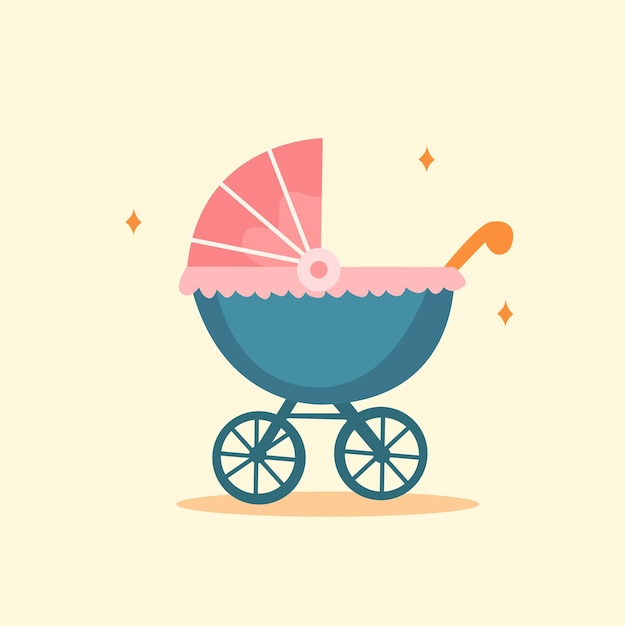 Ilustración vectorial de cochecito para bebés Diseño plano Icono de cochecito para bebés