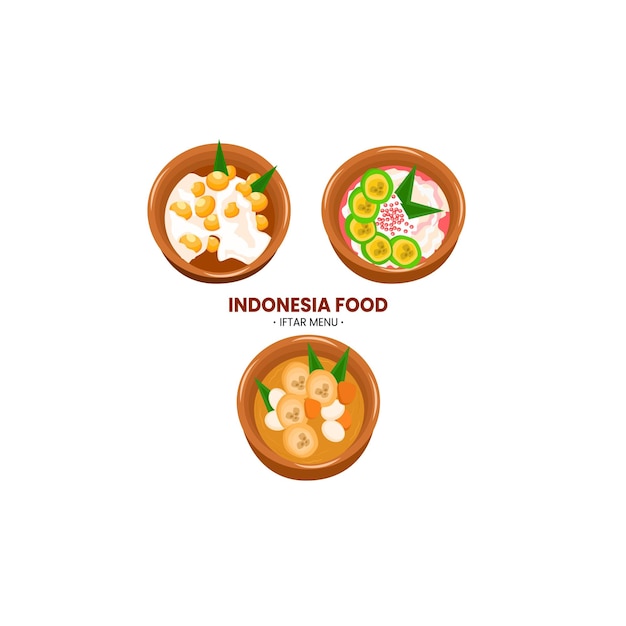 Ilustración vectorial de la cocina indonesia sabrosa y fácil de editar en formato EPS