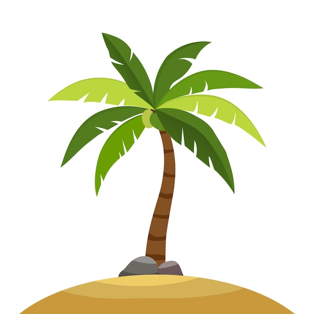 Ilustración vectorial de cocoteros tropicales en una isla