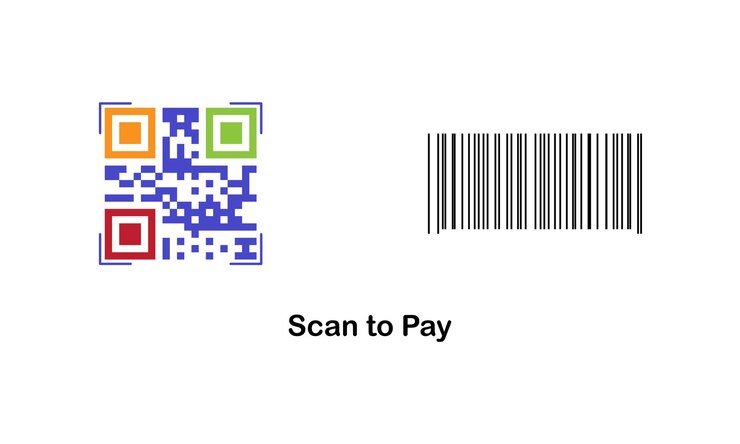 Vector ilustración vectorial de código qr y código de barras para escanear para pagar concepto de código qr para escenear para pagar