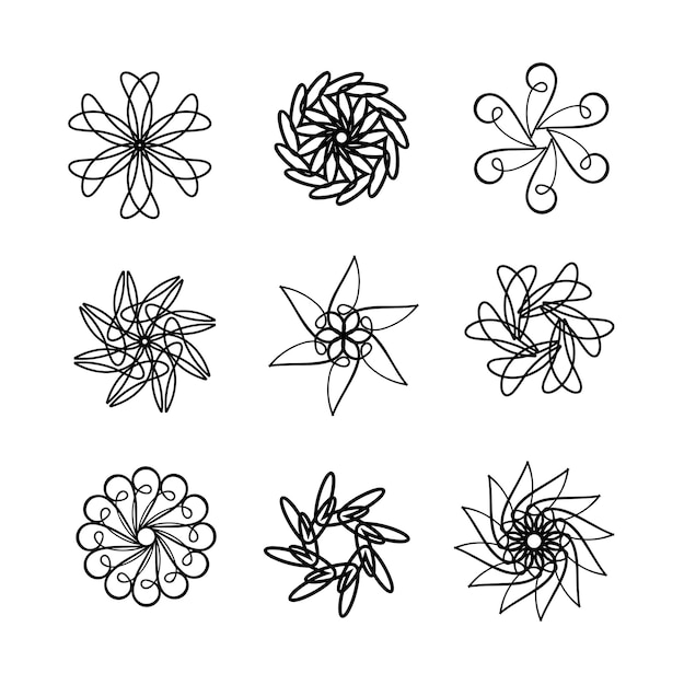 Ilustración vectorial de la colección de conjuntos vectoriales ornamentales de flores