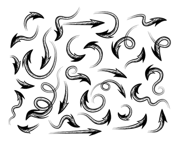 Ilustración vectorial de la colección de flechas dibujadas a mano