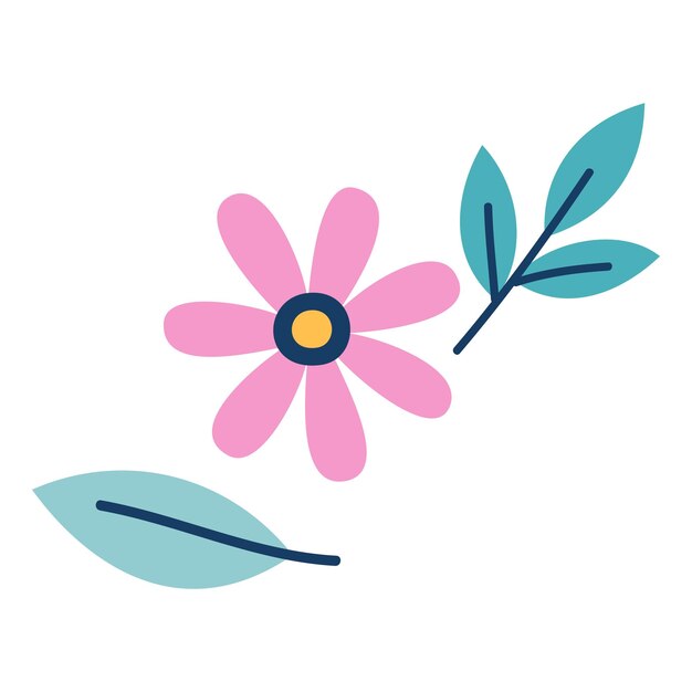 Ilustración vectorial de la colección de flores de primavera sobre un fondo blanco