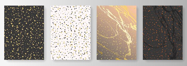 Ilustración vectorial Colección de fondos con salpicaduras de oro patrón, manchas, gota de pintura (mancha)