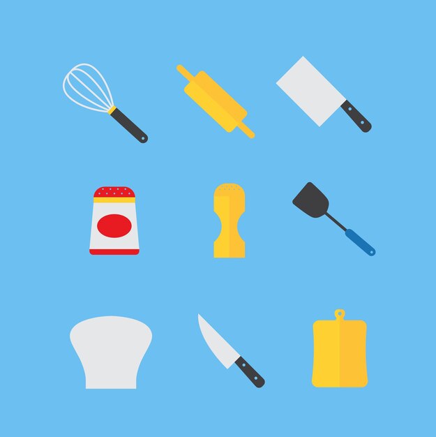 Vector ilustración vectorial de la colección de iconos de la cocina