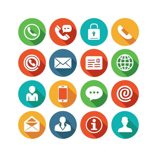 Ilustración vectorial de colección de iconos de contacto para sitios web y aplicaciones móviles