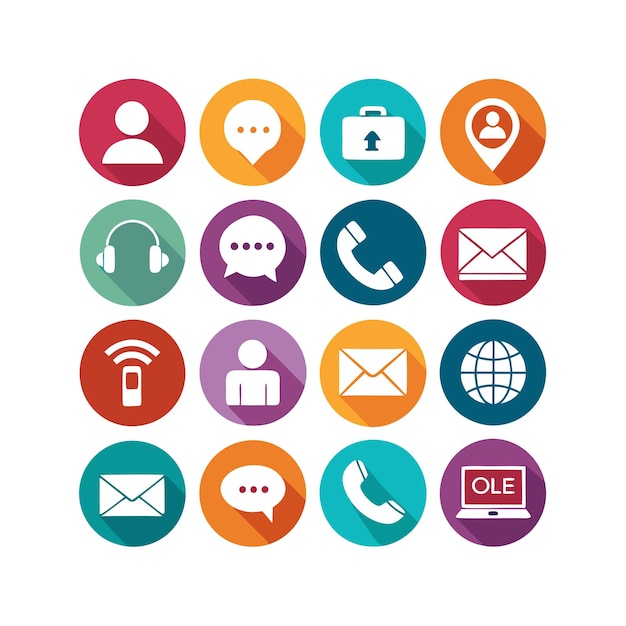 Ilustración vectorial de colección de iconos de contacto para sitios web y aplicaciones móviles