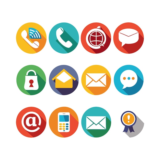 Ilustración vectorial de colección de iconos de contacto para sitios web y aplicaciones móviles