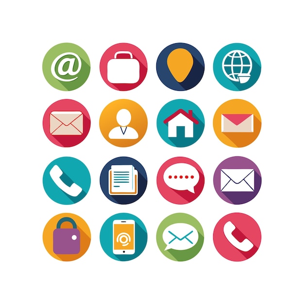 Ilustración vectorial de colección de iconos de contacto para sitios web y aplicaciones móviles
