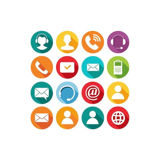 Ilustración vectorial de colección de iconos de contacto para sitios web y aplicaciones móviles