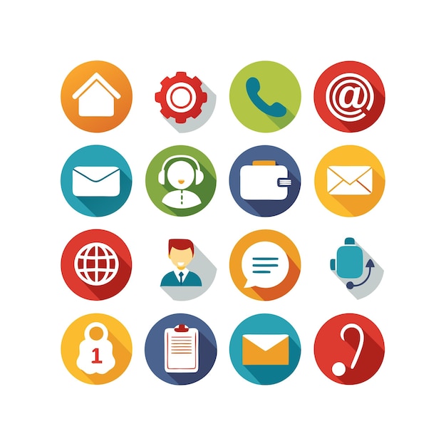 Ilustración vectorial de colección de iconos de contacto para sitios web y aplicaciones móviles