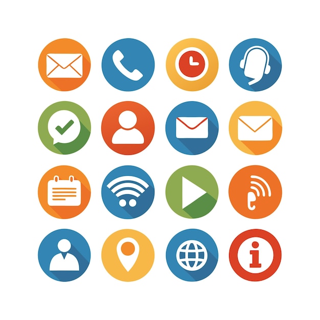 Ilustración vectorial de colección de iconos de contacto para sitios web y aplicaciones móviles
