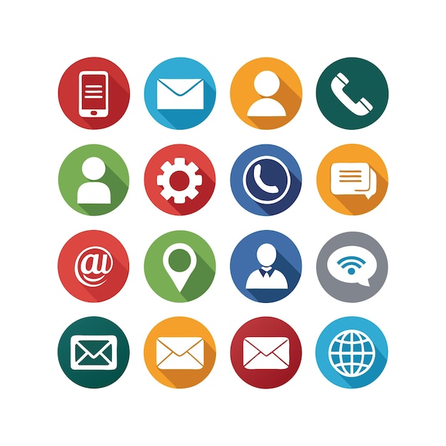 Ilustración vectorial de colección de iconos de contacto para sitios web y aplicaciones móviles