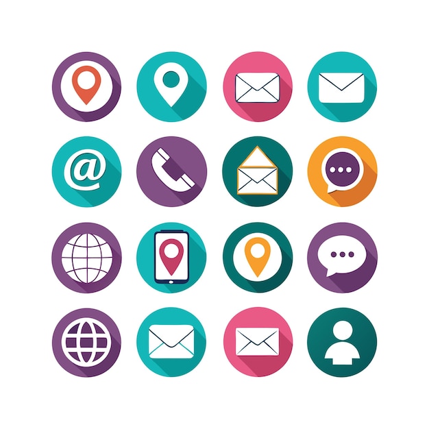 Ilustración vectorial de colección de iconos de contacto para sitios web y aplicaciones móviles