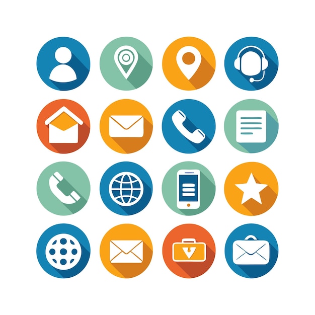 Ilustración vectorial de colección de iconos de contacto para sitios web y aplicaciones móviles