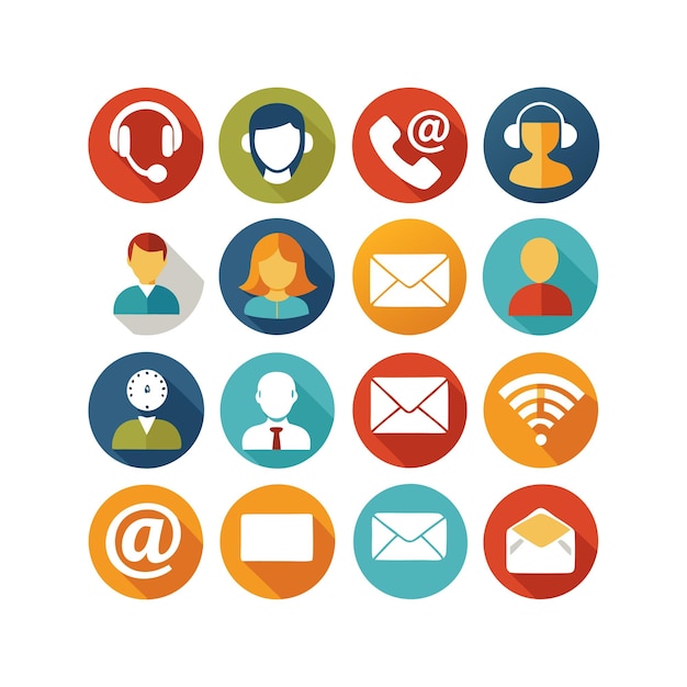 Ilustración vectorial de colección de iconos de contacto para sitios web y aplicaciones móviles