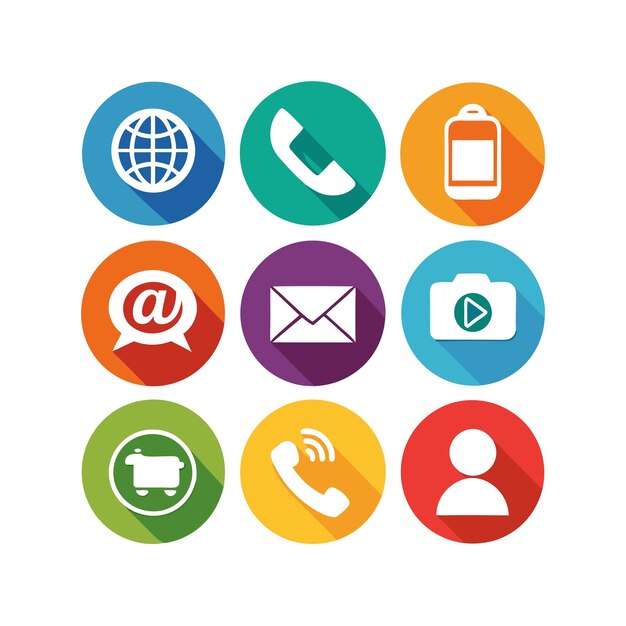 Ilustración vectorial de colección de iconos de contacto para sitios web y aplicaciones móviles