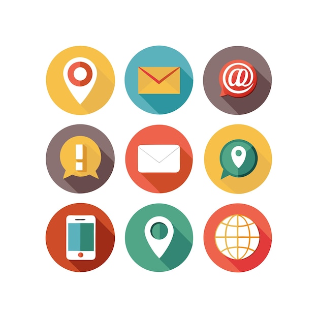 Ilustración vectorial de colección de iconos de contacto para sitios web y aplicaciones móviles