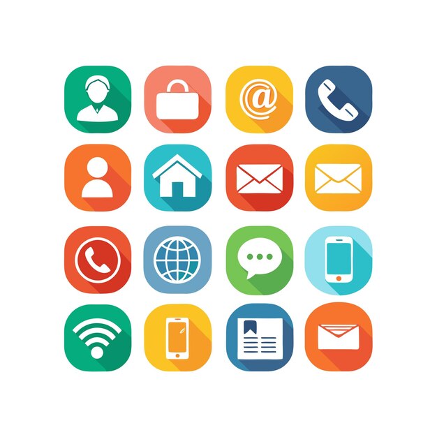 Ilustración vectorial de colección de iconos de contacto para sitios web y aplicaciones móviles