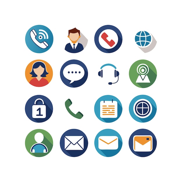 Ilustración vectorial de colección de iconos de contacto para sitios web y aplicaciones móviles