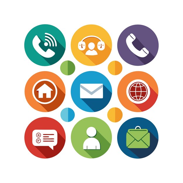 Ilustración vectorial de colección de iconos de contacto para sitios web y aplicaciones móviles
