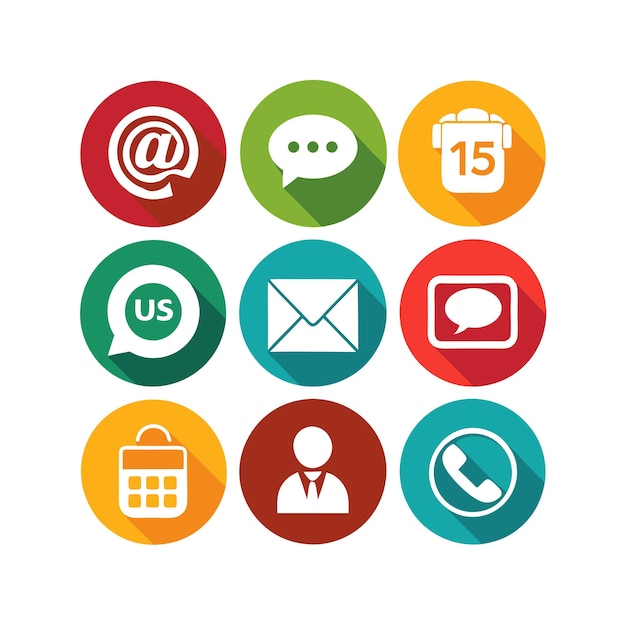 Ilustración vectorial de colección de iconos de contacto para sitios web y aplicaciones móviles