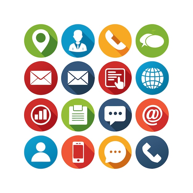 Ilustración vectorial de colección de iconos de contacto para sitios web y aplicaciones móviles