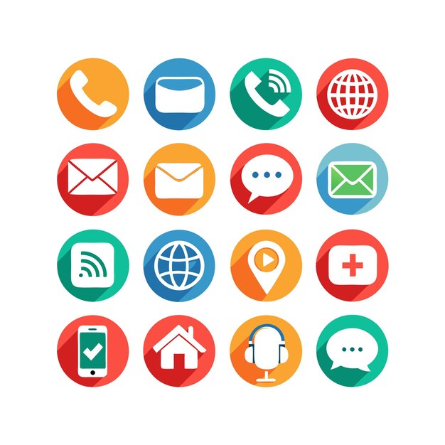 Ilustración vectorial de colección de iconos de contacto para sitios web y aplicaciones móviles