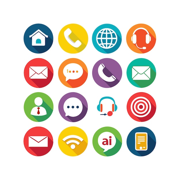 Ilustración vectorial de colección de iconos de contacto para sitios web y aplicaciones móviles