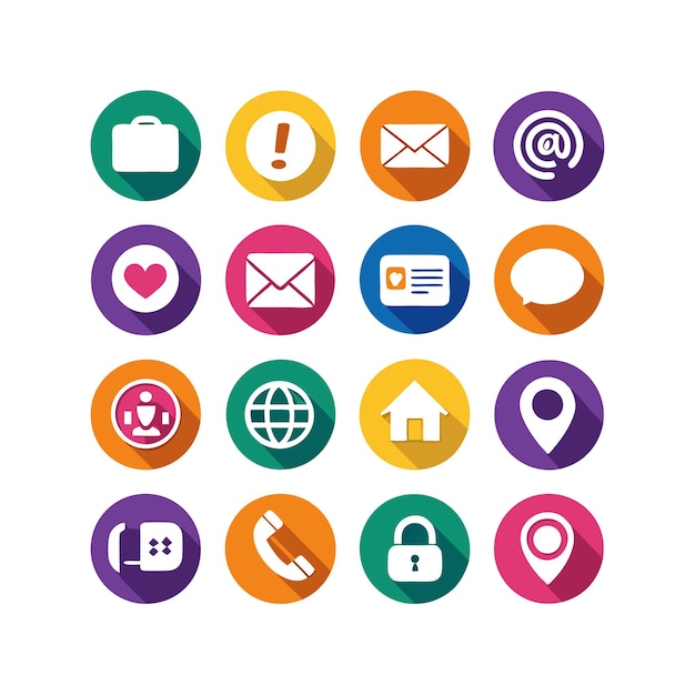 Ilustración vectorial de colección de iconos de contacto para sitios web y aplicaciones móviles
