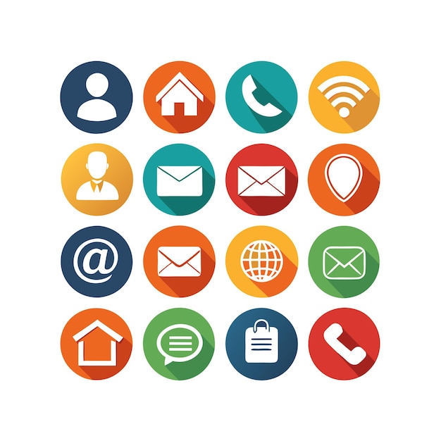 Ilustración vectorial de colección de iconos de contacto para sitios web y aplicaciones móviles
