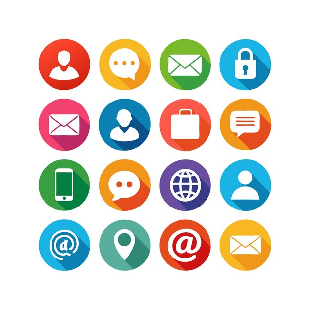 Ilustración vectorial de colección de iconos de contacto para sitios web y aplicaciones móviles